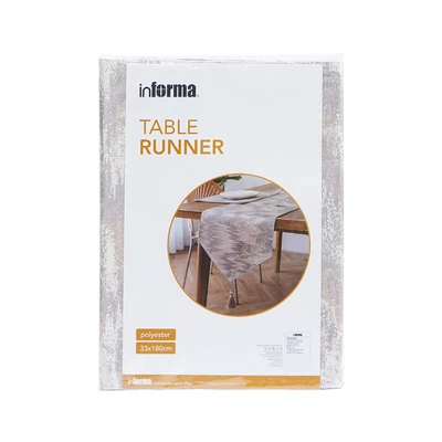 Gambar Informa Table Runner Polyester Jacquard 33x180 cm - Cokelat