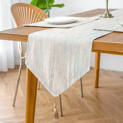 Gambar Informa Table Runner Polyester Jacquard 33x180 cm - Cokelat/Biru Aqua
