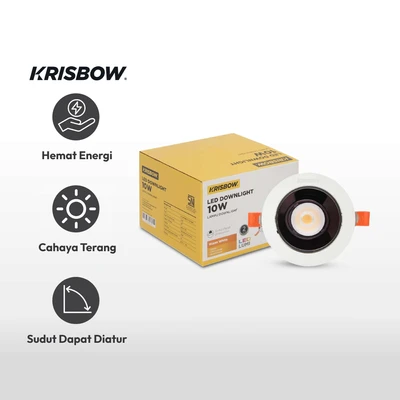 Gambar Krisbow Lampu Downlight LED Adjustable 10 Watt Warm White - Kuning