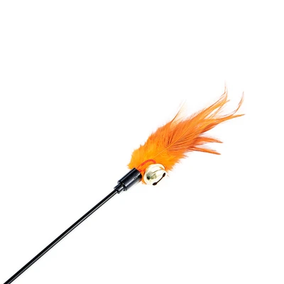 Gambar Paws N Tail Mainan Kucing Stick Feathers - Orange
