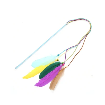 Gambar Paws N Tail Mainan Kucing Stick Dengan Feathers - Biru