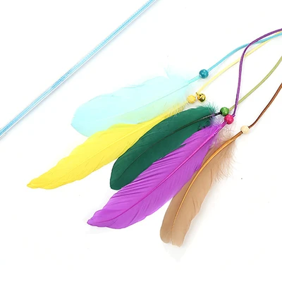 Gambar Paws N Tail Mainan Kucing Stick Dengan Feathers - Biru