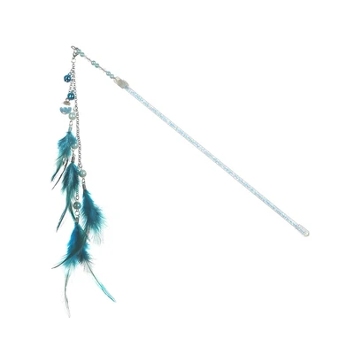 Gambar Paws N Tail Mainan Kucing Stick Dengan Feathers - Biru