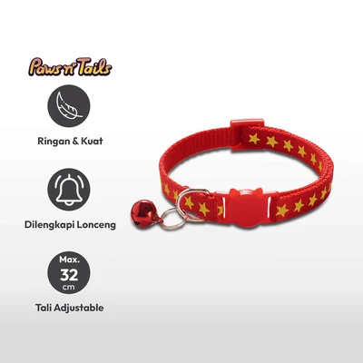 Gambar Paws N Tail Kalung Kucing Star Print - Merah