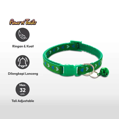 Gambar Paws N Tail Kalung Kucing Print Love - Hijau