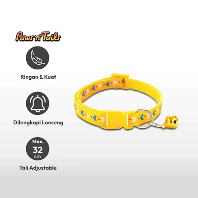 Gambar Paws N Tail Kalung Kucing Print Love - Kuning