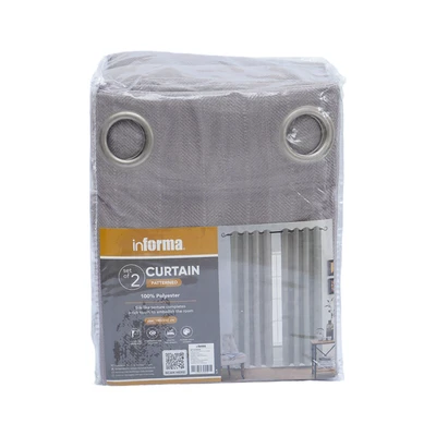 Gambar Informa Gorden 140x250 cm Jacquard Chev Set 2 pcs - Abu-Abu