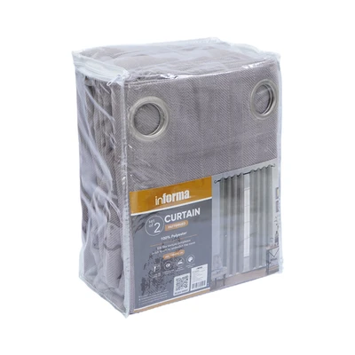 Gambar Informa Gorden 140x250 cm Jacquard Chev Set 2 pcs - Abu-Abu
