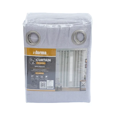 Gambar Informa Gorden Chenille Jacquard Chev 140x250 cm Set 2 Pcs - Silver