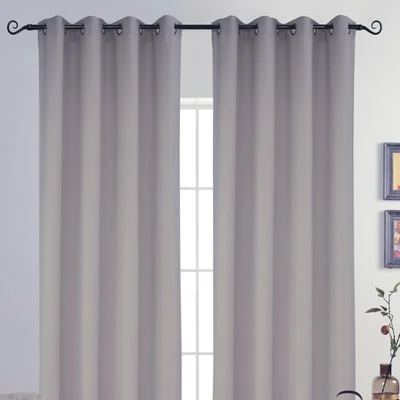 Gambar Informa Gorden Chenille Jacquard Patterned 140x250 cm Set 2 pcs - Abu-Abu