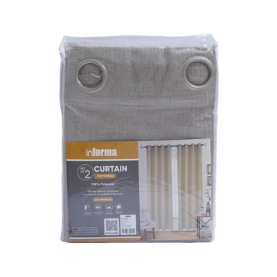 Gambar Informa Gorden Chenille Jacquard Patterned 140x250 cm Set 2 pcs - Abu-Abu