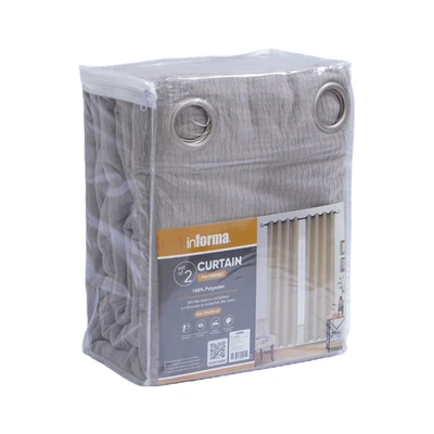 Gambar Informa Gorden Chenille Jacquard Patterned 140x250 cm Set 2 pcs - Abu-Abu