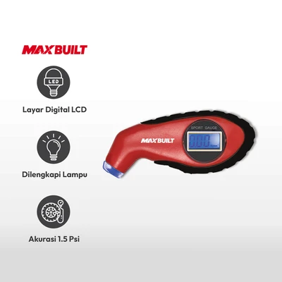 Gambar Maxbuilt Alat Ukur Digital Tekanan Ban - Merah/hitam