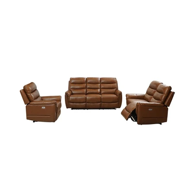 Gambar Ferrara Brownsville Set Sofa Recliner Kulit - Cokelat