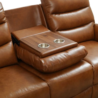 Gambar Ferrara Brownsville Set Sofa Recliner Kulit - Cokelat