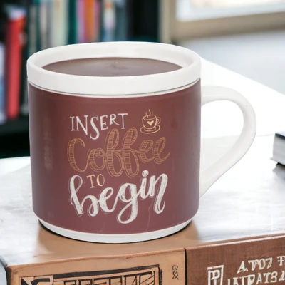 Gambar Delicia Mug Kopi Bone China Dengan Tutup 410 ml - Cokelat Choco