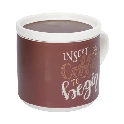 Gambar Delicia Mug Kopi Bone China Dengan Tutup 410 ml - Cokelat Choco