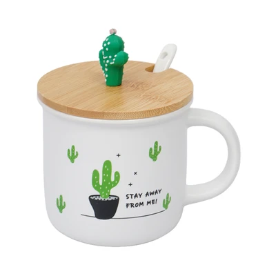 Gambar Delicia Mug Bone China Dengan Tutup & Sendok Cactus 380 ml Random