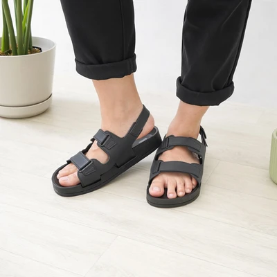 Gambar Ataru Ukuran 36 Sandal Wanita Double Strap - Hitam