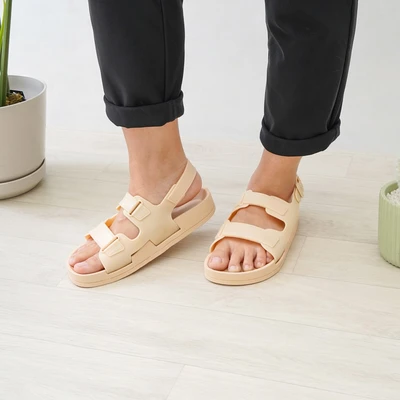 Gambar Ataru Ukuran 39 Sandal Wanita Double Strap - Krem Beige