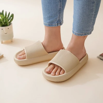 Gambar Ataru Ukuran 37-38 Sandal Thick Slides Rubber - Krem Beige