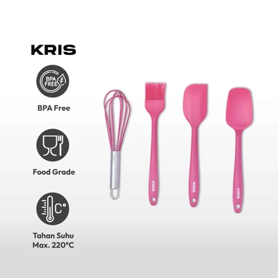 Gambar Kris Set 4 Pcs Alat Masak Kue Mini - Pink Magenta