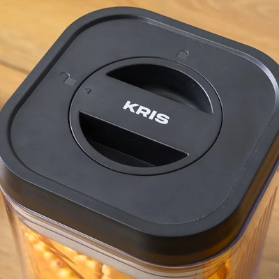 Gambar Kris Stoples Plastik Rotary Dengan Tutup Kedap Udara 1.3 Liter Transparan - Hitam