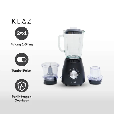 Gambar Klaz 1.5 Ltr Blender Dengan Grinder & Chopper 500 Watt - Hitam