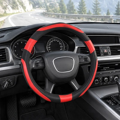 Gambar Otto Klasse Sarung Stir Mobil Grip - Hitam/Merah