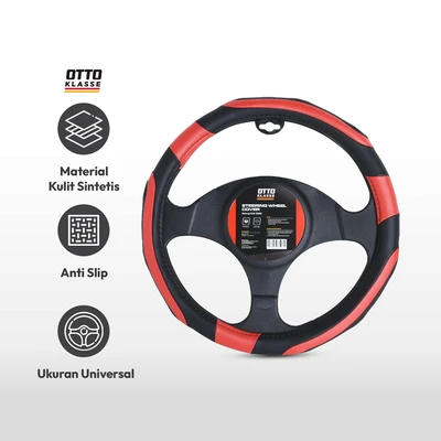 Gambar Otto Klasse Sarung Stir Mobil Grip - Hitam/Merah