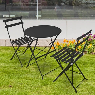 Gambar Soleil Lucio Bistro Set Kursi & Meja Teras Lipat - Hitam