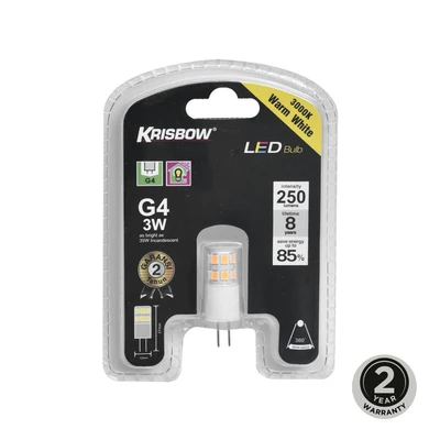 Gambar Krisbow Bohlam LED 3 Watt 250 Lumen Warm White G4 - Kuning