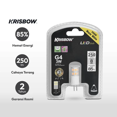 Gambar Krisbow Bohlam LED 3 Watt 250 Lumen Warm White G4 - Kuning