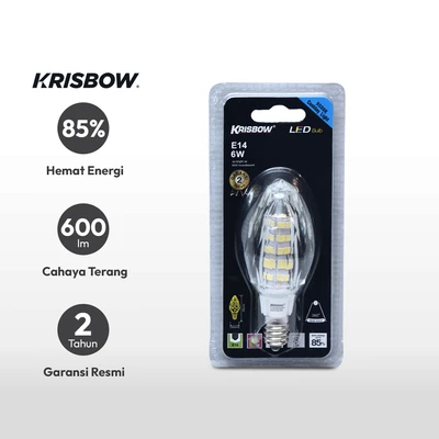 Gambar Krisbow Bohlam LED Crystal 6 Watt 600 Lumen Cool Daylight E14 - Putih