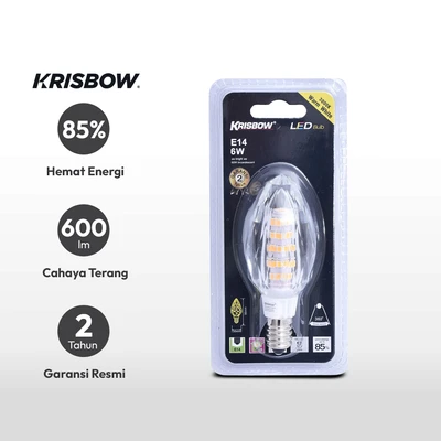 Gambar Krisbow Bohlam LED Crystal 6 Watt 600 Lumen Warm White E14 - Kuning