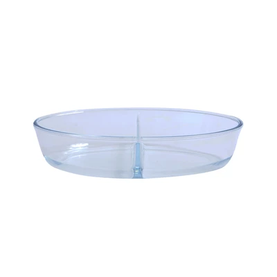 Gambar Cooking Color Decca Loyang Kaca Dengan Sekat Pembatas Oval 2.2 Liter Transparan