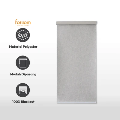 Gambar Forhom 90x200 Cm Roller Blind Blackout Textured - Abu-abu