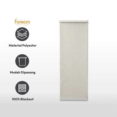 Gambar Forhom Roller Blind Blackout Textured 90x200 cm - Krem