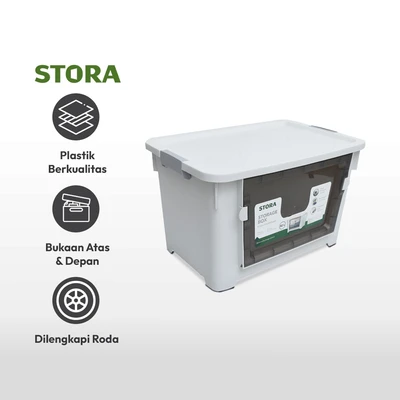 Gambar Stora Kotak Penyimpanan Dengan Roda 52x37x33 cm - Putih