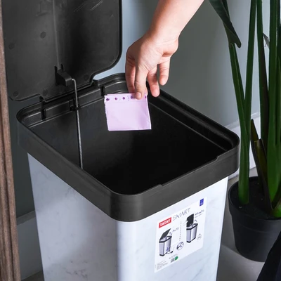 Gambar Tatay Smart Tempat Sampah Pedal Plastik 25 Liter - Putih Marmer