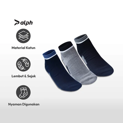 Gambar Alph Set 3 Pasang Kaos Kaki Pria Value Ankle