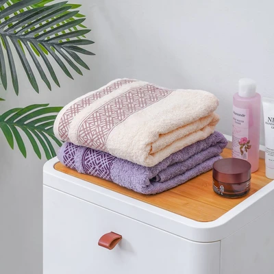 Gambar Forhom 70x137 Cm Set 2 Pcs Handuk Mandi - Ungu Lavender/krem