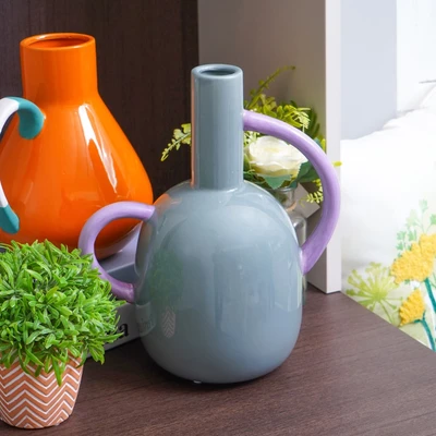 Gambar Informa Bloom Vas Bunga Keramik 22.8x14.7x27.7 cm - Biru