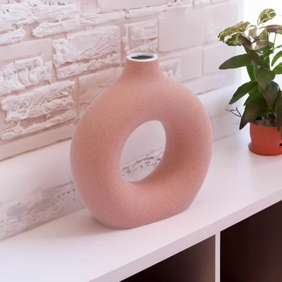 Gambar Informa Tokyo Vas Bunga Keramik 18x7x19.5 cm - Cokelat Terracota
