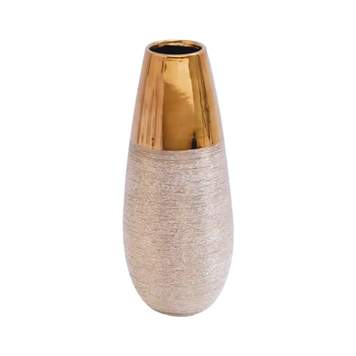 Gambar Informa Temecula Vas Bunga Keramik 11.5x11.5x28 cm - Gold