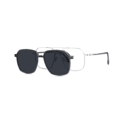 Gambar Parim Eyewear Kacamata Lensa Magnet Aviator Hexagon - Abu-Abu
