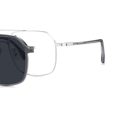 Gambar Parim Eyewear Kacamata Lensa Magnet Aviator Hexagon - Abu-Abu