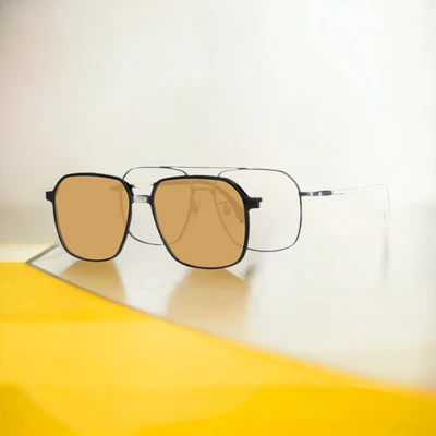 Gambar Parim Eyewear Kacamata Lensa Magnet Aviator Hexagon - Bronze