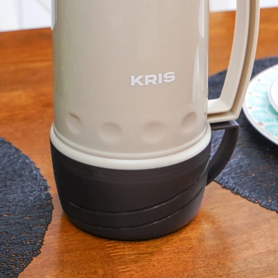 Gambar Kris 1 Ltr Termos Vacuum Flask Dengan Glass Inner - Abu-abu/cokelat