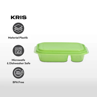 Gambar Kris Milly Wadah Makanan 2 Sekat 950 ml Set 5 pcs - Hijau
